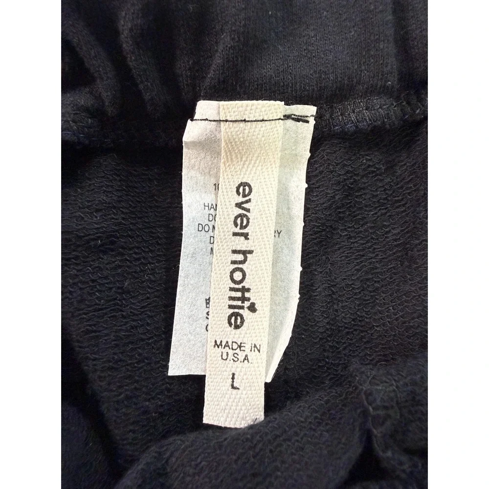 Ever Hottie Girls Black Cotton Raw Hem Drawstring Sweat Shorts VST2‎ L USA